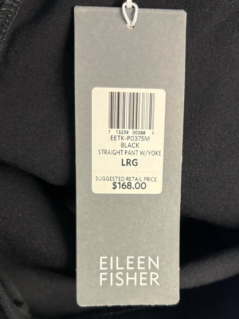 NWT $168 Eileen Fisher Washable Crepe Staight Leg Pant w/Yoke. Large